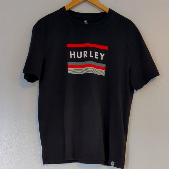 Hurley T-Shirt Mens Large Logo Skater Surfer Casual Active Leisure Cotton - Picture 1 of 5